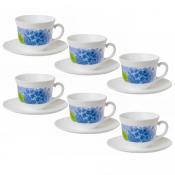 Чайный набор на 6 персон Luminarc Hortensia Blue, 220 мл