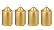 Набор свечей из 4 шт. 8*4 см. золотой металлик