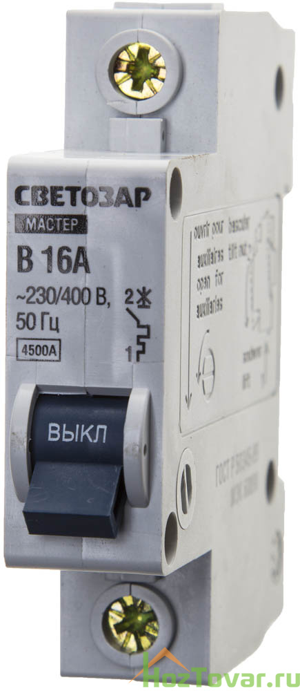 Выключатель СВЕТОЗАР автоматический, 1-полюсный, "B" (тип расцепления), 16 A, 230 / 400 В