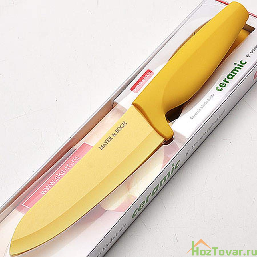 22663Нож КЕРАМИКА 15,2см силикон.ручка КОРЕЯ МВ