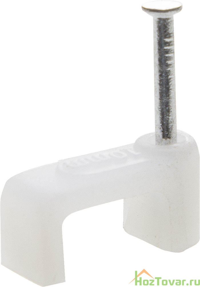 Скоба-держатель STAYER "MASTER" полипропиленовая, для плоского кабеля, с оцинкованным гвоздем, 7 мм, 100 шт