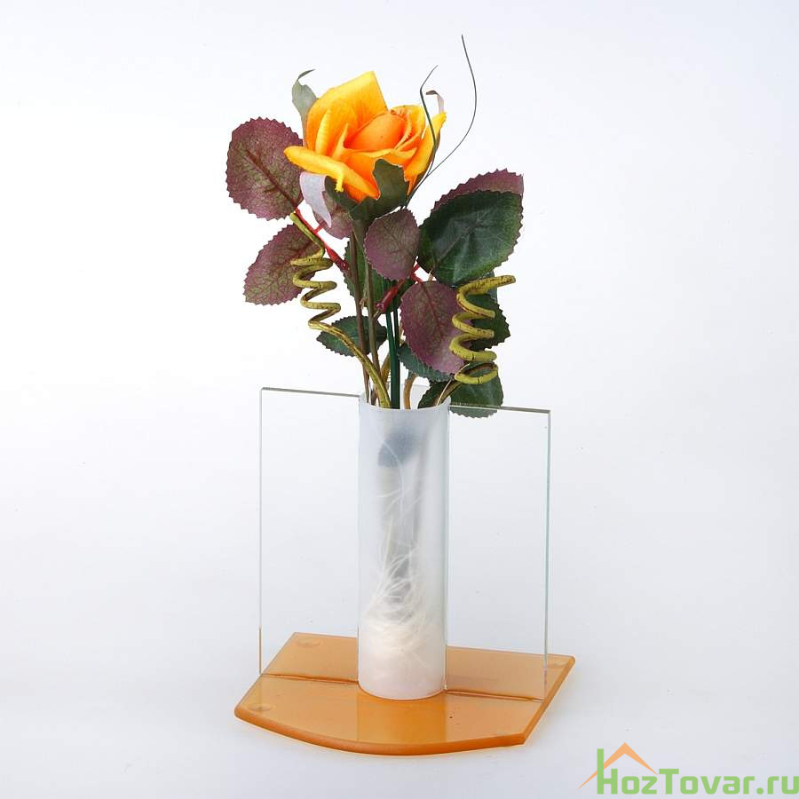 Декоративная композиция "оранжевая роза", высота 21 см