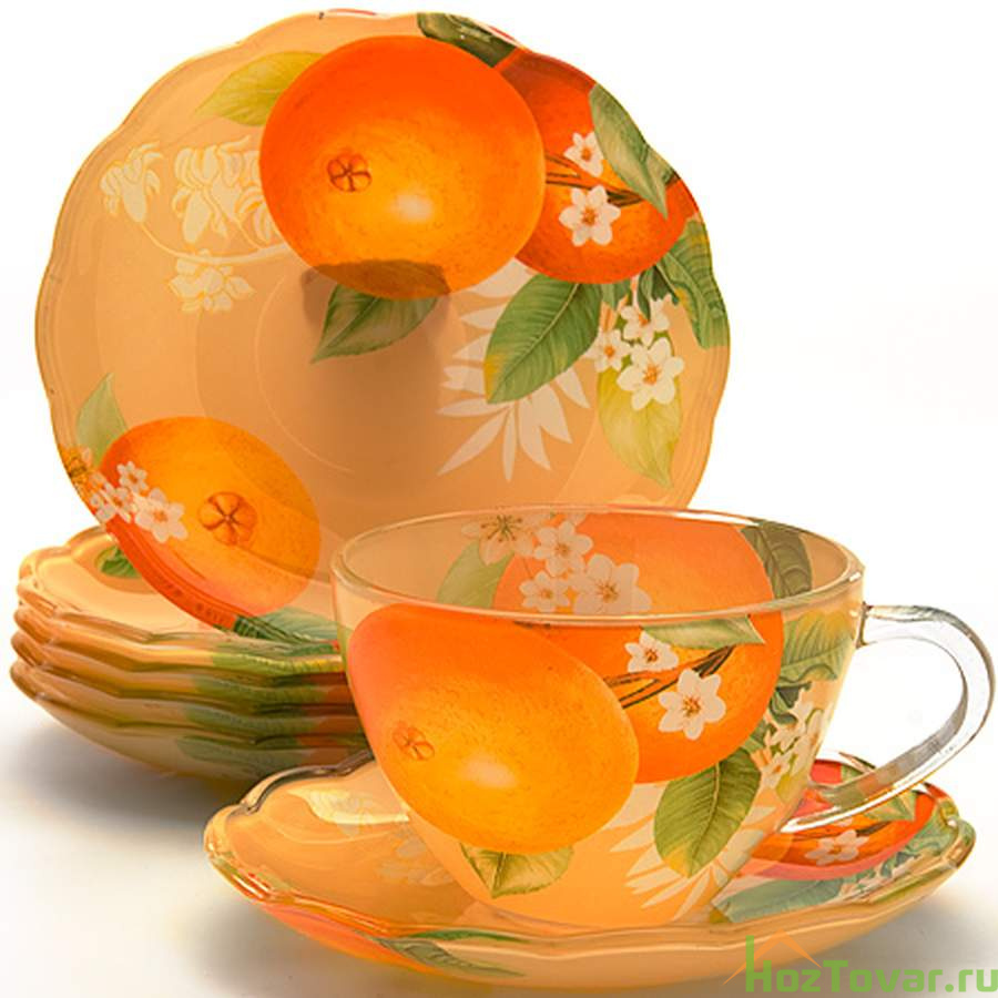 Чайный набор на 6 персон Loraine Апельсины, 200 мл