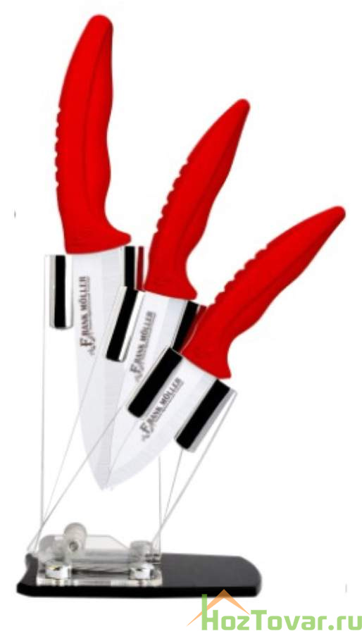 Набор керамических ножей на подставке "Frank Möller", 4 предмета, цвет красный