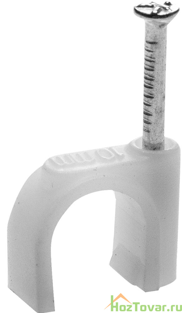 Скоба-держатель STAYER "MASTER" полипропиленовая, для круглого кабеля, с оцинкованным гвоздем, 9 мм, 80 шт