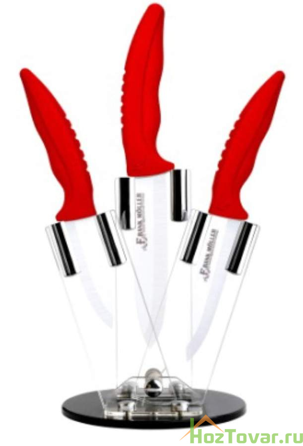 Набор керамических ножей на подставке "Frank Möller", 4 предмета, цвет красный