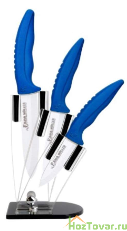 Набор керамических ножей на подставке "Frank Möller", 4 предмета, цвет синий