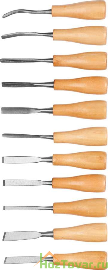 Набор DEXX: Стамески фигурные "МИНИ" с деревянной ручкой, 11шт