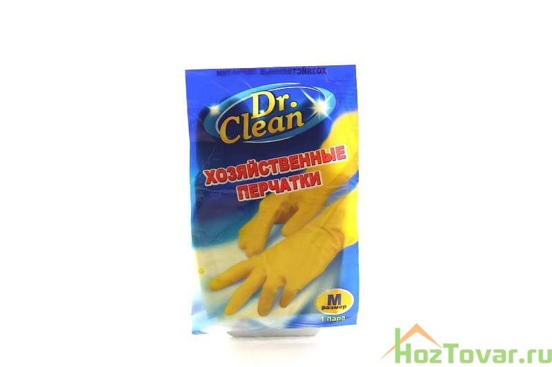 Перчатки хозяйственные "Dr. Clean", цвет: желтый, размер М