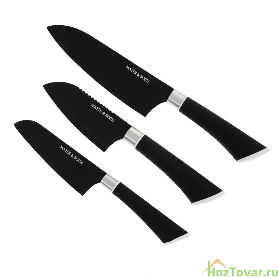 Набор ножей "Mayer & Boch", цвет: черный, 3 шт
