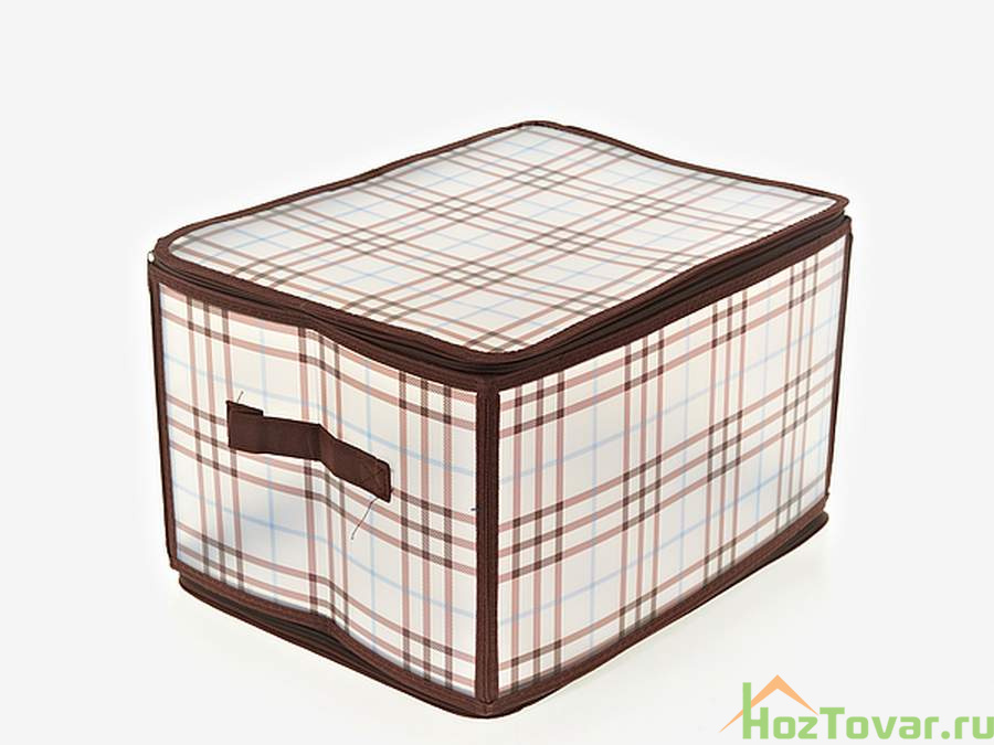 Коробка для хранения (на молнии, складная) 30*40*25см (пластик, кант из нетканого полотна) (упаковочный пакет с хедером)
