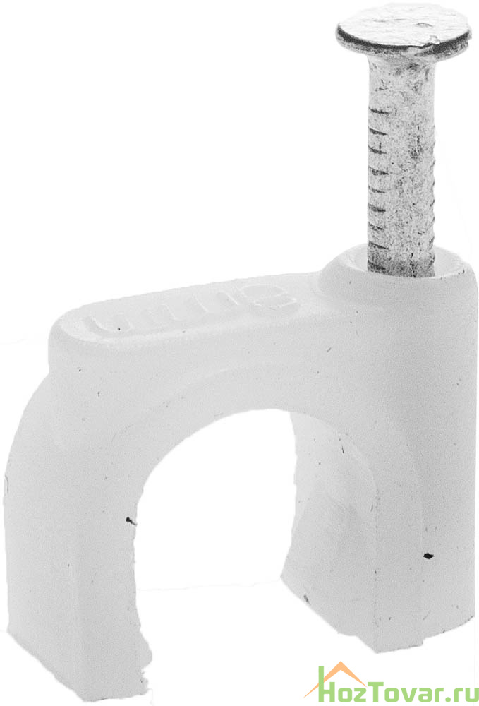 Скоба-держатель STAYER "MASTER" полипропиленовая, для круглого кабеля, с оцинкованным гвоздем, 6 мм, 100 шт