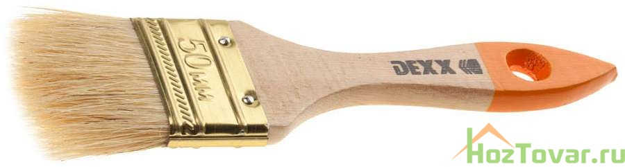 Кисть флейцевая DEXX "ПРАКТИК" , деревянная ручка, натуральная щетина, индивидуальная упаковка, 50мм