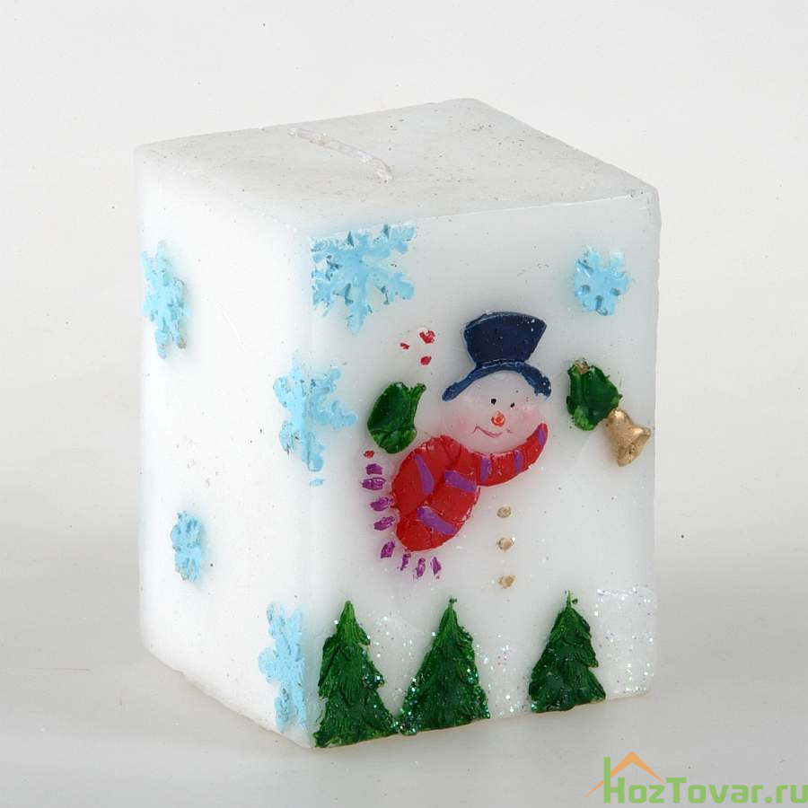 Свеча декоративная "Снеговик", цвет: белый, Н=9,5 см
