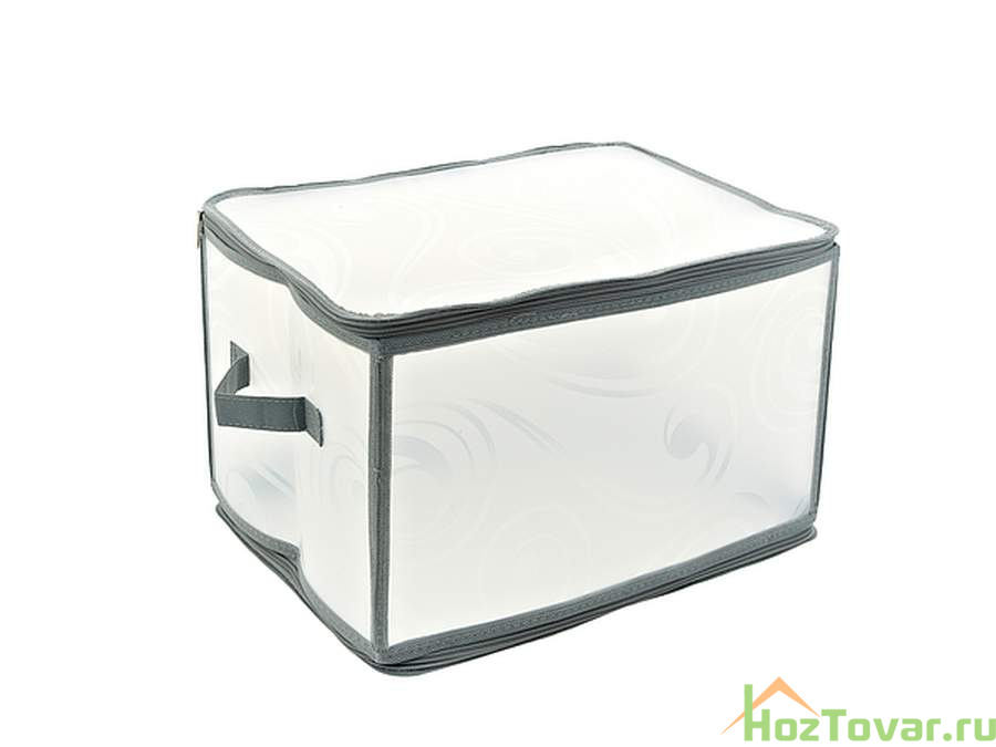 Коробка для хранения (на молнии, складная) 30*40*25см (пластик, кант из нетканого полотна) (упаковочный пакет с хедером)