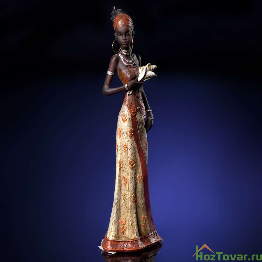 Декоративная статуэтка «Негритянка  с букетом», Н=27 см