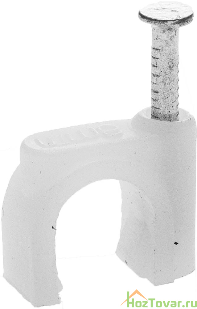 Скоба-держатель STAYER "MASTER" полипропиленовая, для круглого кабеля, с оцинкованным гвоздем, 5 мм, 100 шт