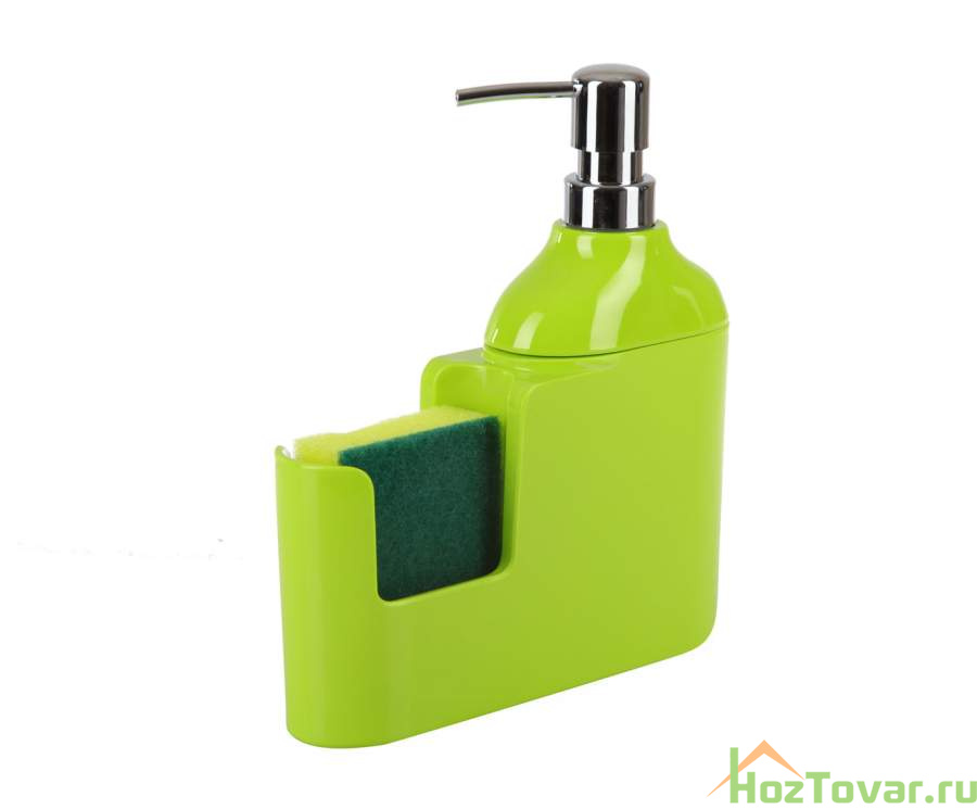 VERONİ Дозатор для моющих жидкостей с отделением для губки и губкой, зеленый