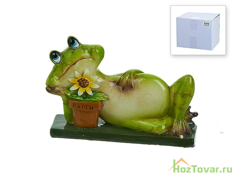 Фигура декоративная для сада "Лягушка-квакушка" 14*3*10см (белая упаковка)