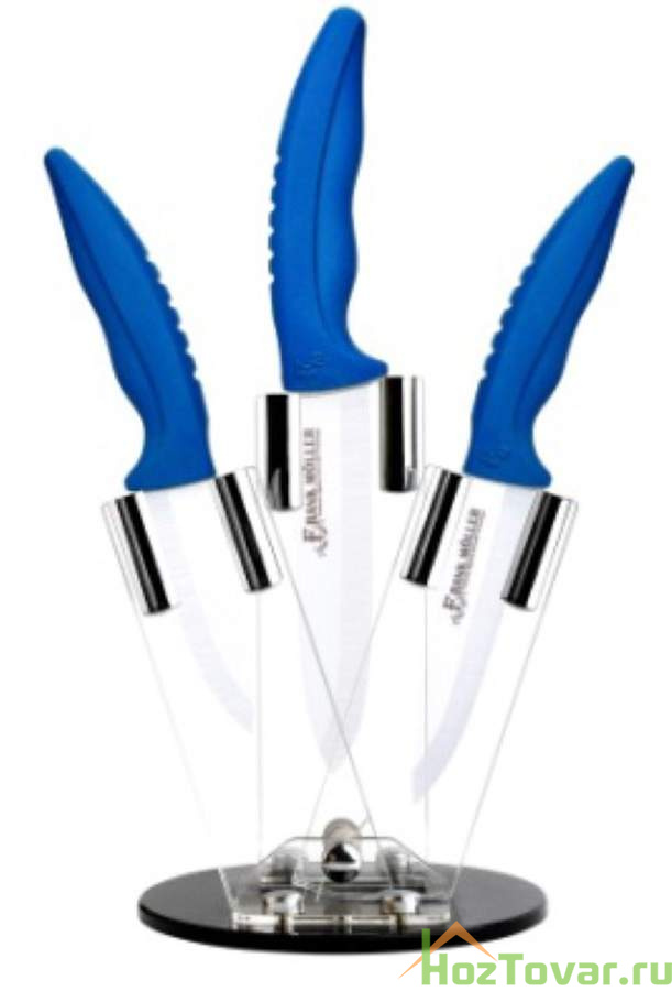 Набор керамических ножей на подставке "Frank Möller", 4 предмета, цвет синий