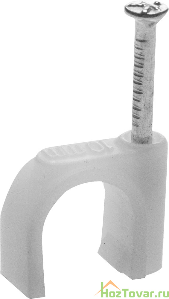 Скоба-держатель STAYER "MASTER" полипропиленовая, для круглого кабеля, с оцинкованным гвоздем, 10 мм, 70 шт