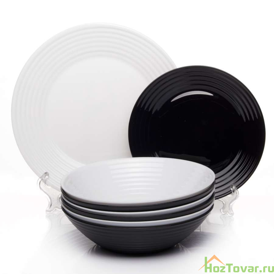 Набор тарелок на 6 персон Luminarc Harena Black and White, 18 предметов