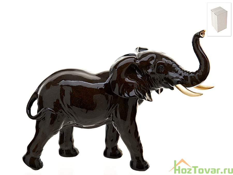 Фигурка декоративная "Африканский слон" h=27см l=34см (белая упаковка)