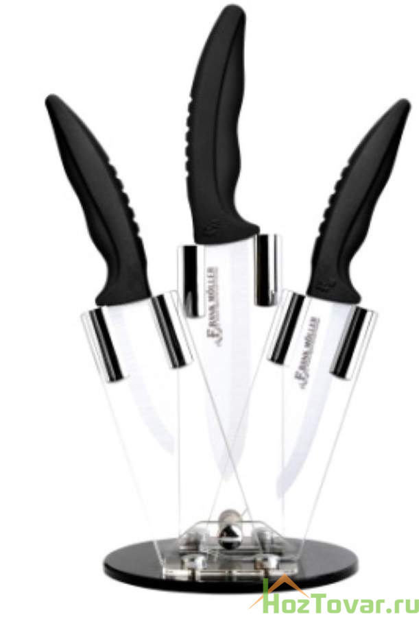 Набор керамических ножей на подставке "Frank Möller", 4 предмета, цвет чёрный