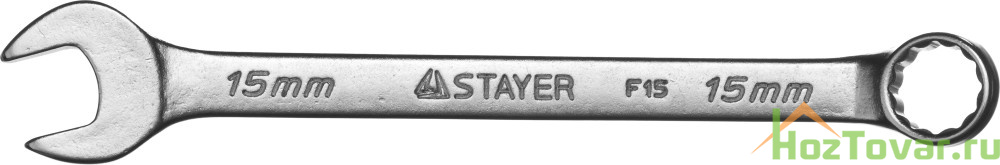 Ключ STAYER "MASTER" гаечный комбинированный, хромированный, 15мм