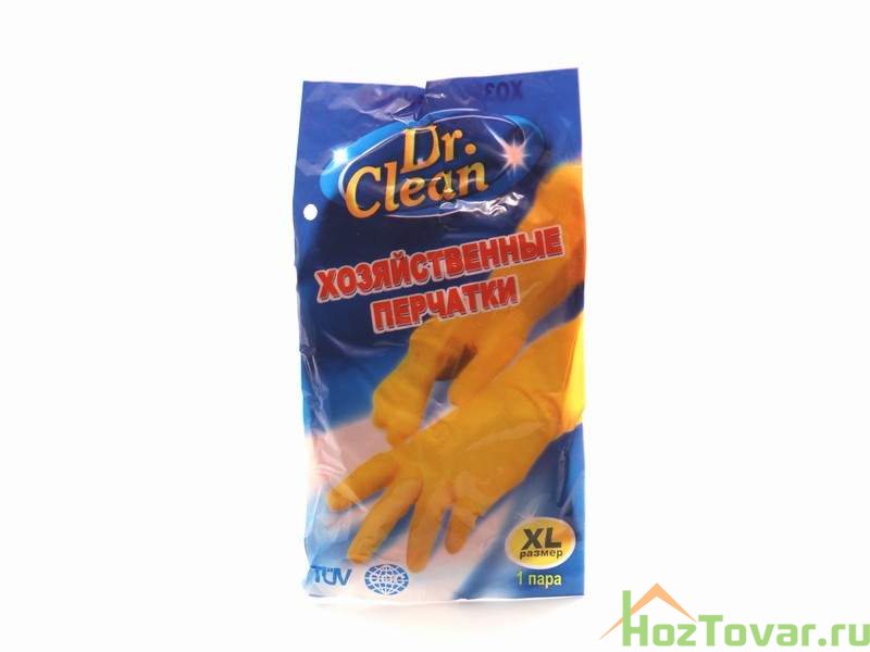 Перчатки хозяйственные "Dr. Clean", цвет: желтый, размер XL