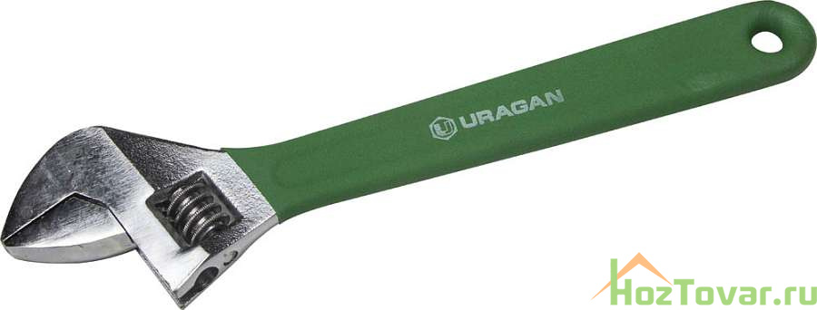 Ключ разводной URAGAN, хромированный, с обливной рукояткой, 300мм