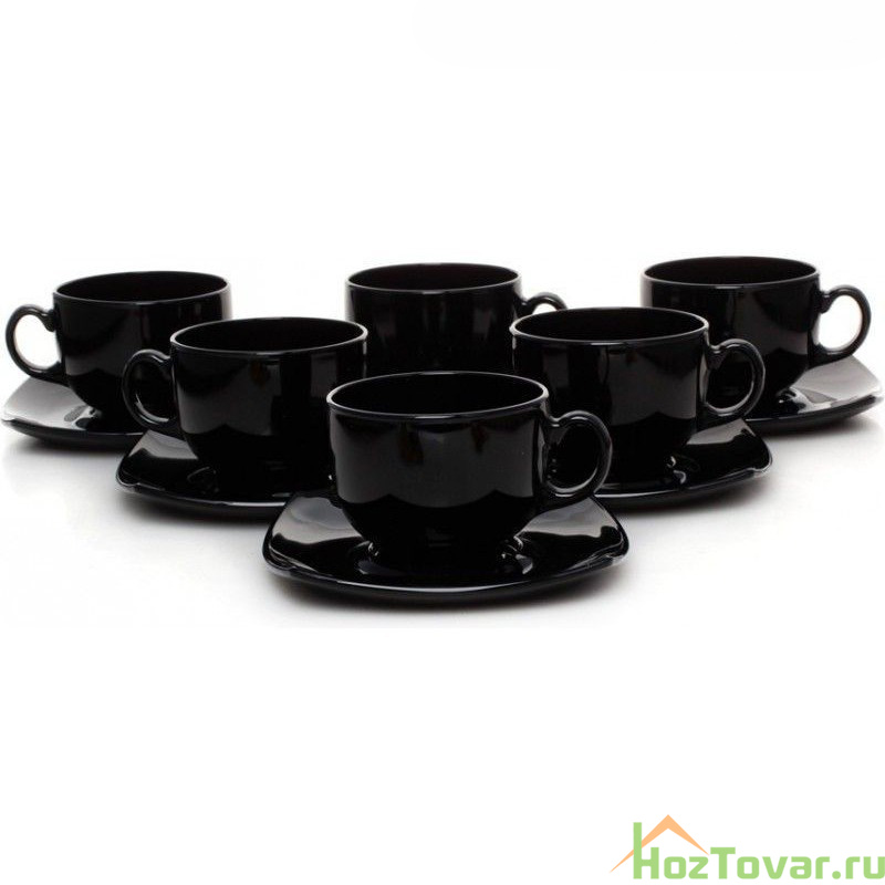 Набор чайный на 6 персон quadrato black, 12 предметов, объем чашки 220 ...