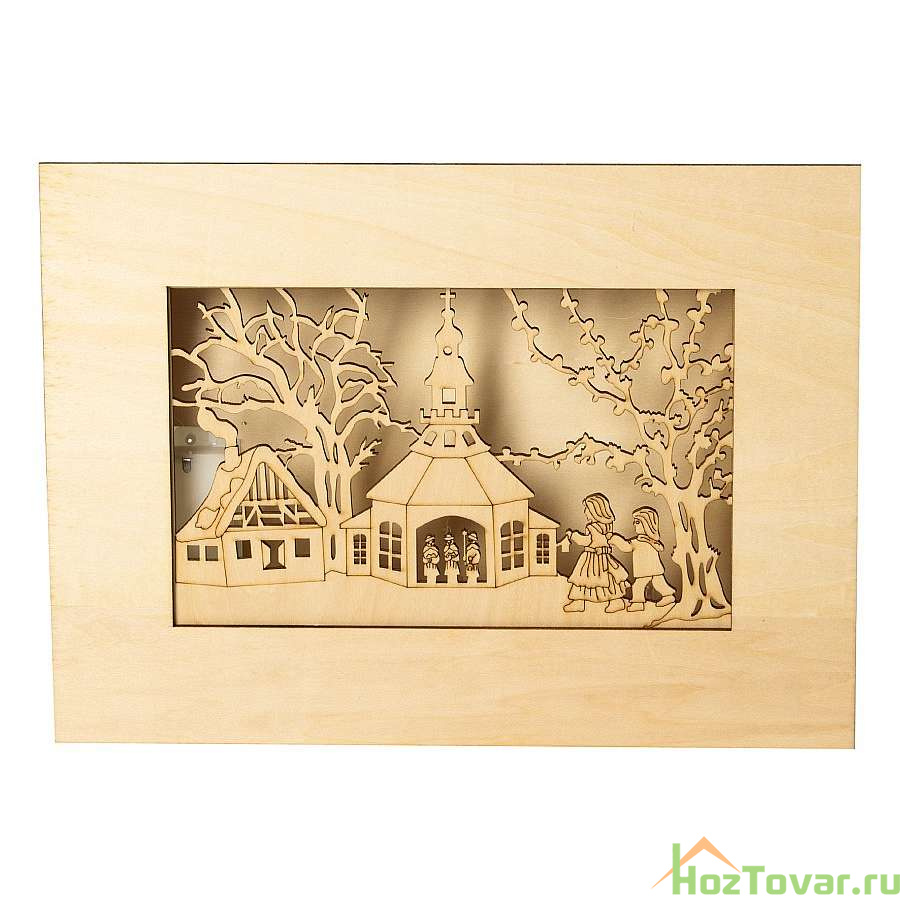 Декорация с подсветкой: картина "рождественский храм", 290*215 мм