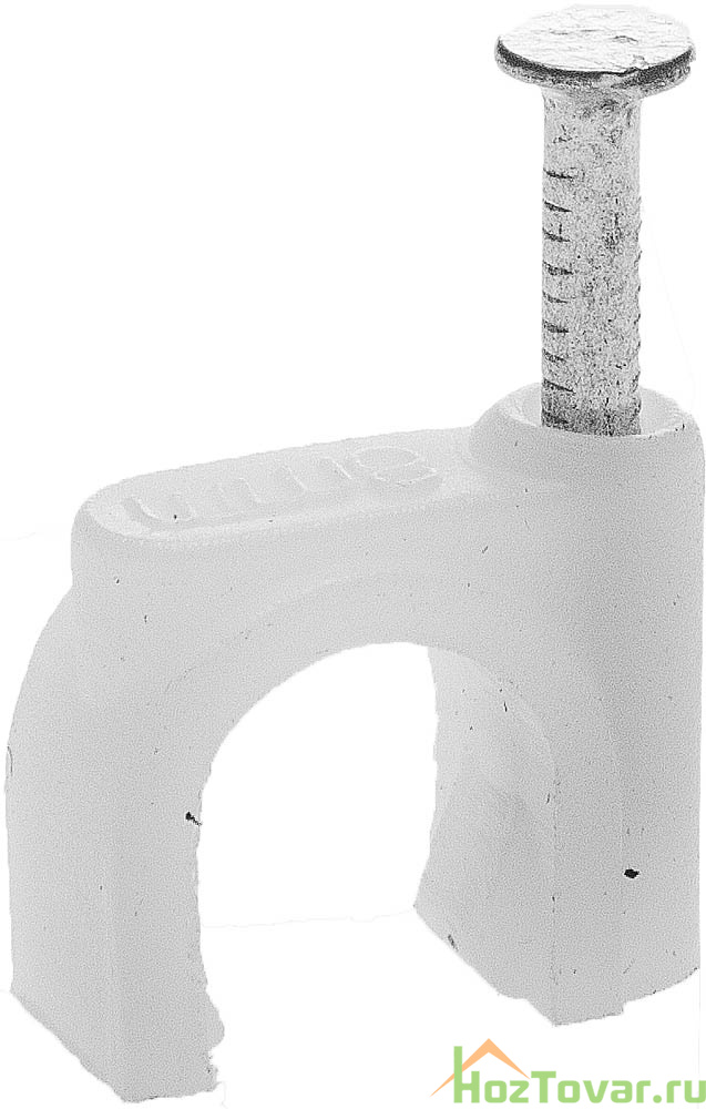 Скоба-держатель STAYER "MASTER" полипропиленовая, для круглого кабеля, с оцинкованным гвоздем, 7 мм, 100 шт