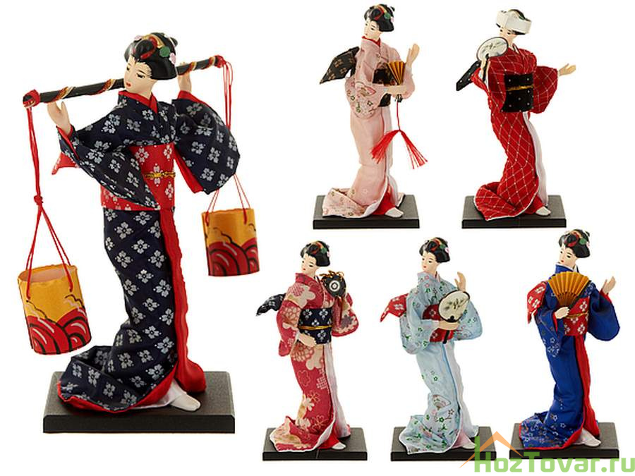 Фигурка декоративная "Японка в кимоно" 9*6,5*18,5см (6видов) (белая упаковка)