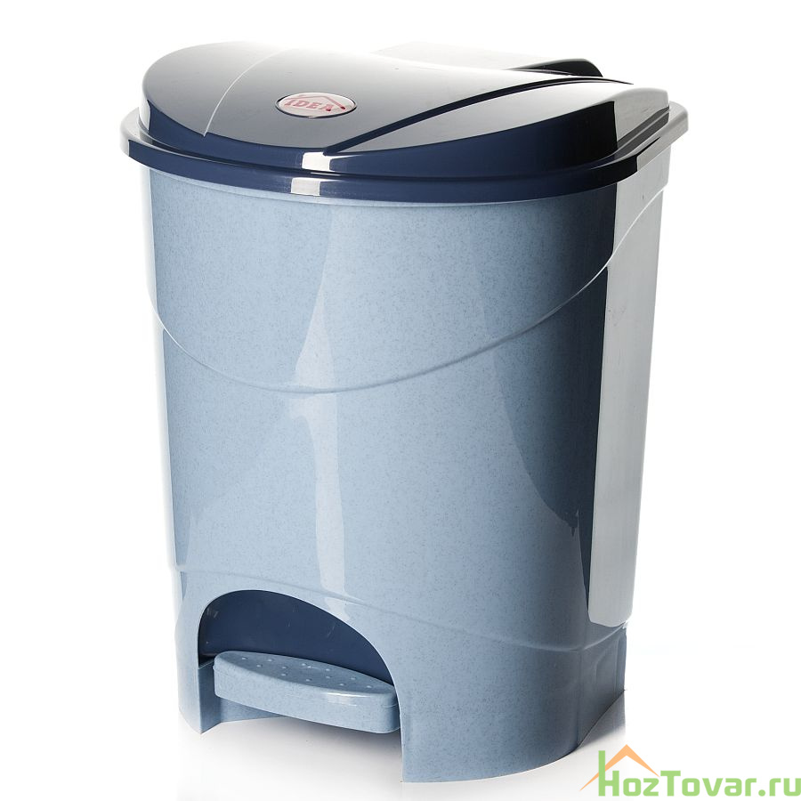 Контейнер для мусора с педалью, объем 11 л, 270 х 200 х 330 мм (цвет "голубой мрамор")