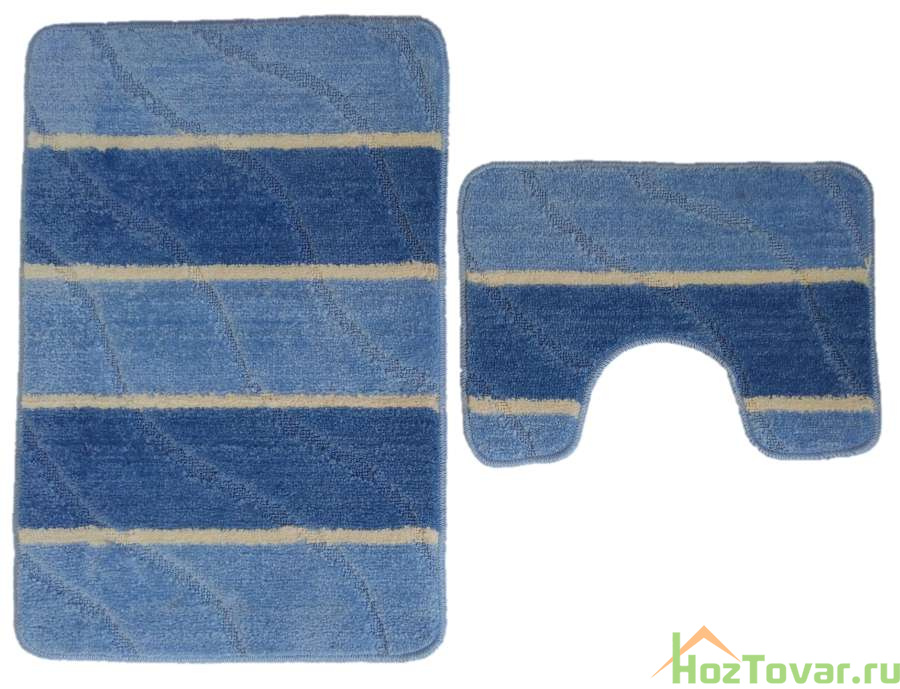 Комплект ковриков для ванной Wave (50*80 см. и 40*50 см) полипропилен. синий