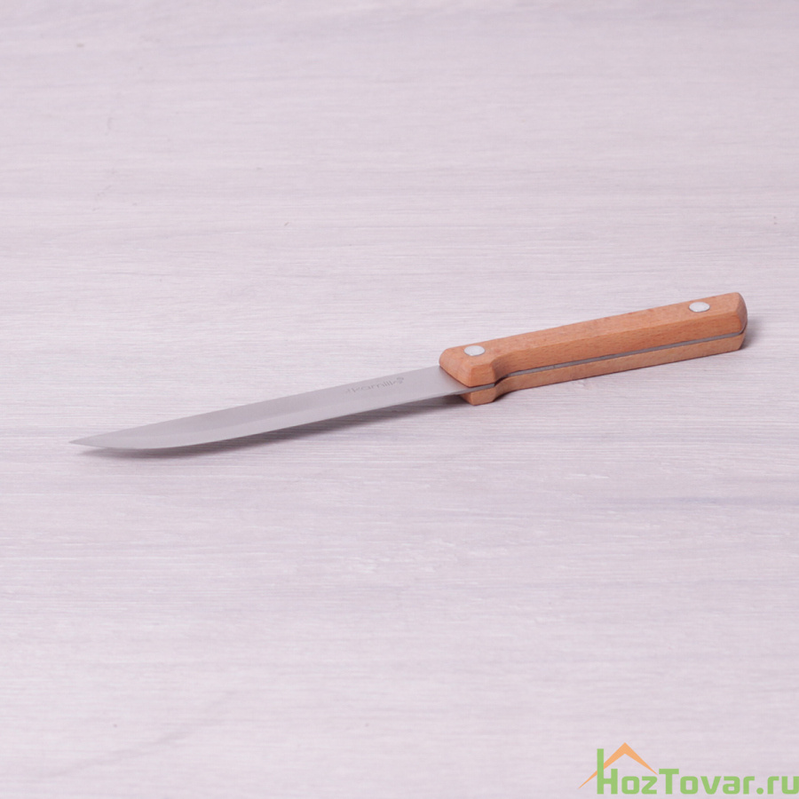 Нож универсальный из нержавеющей стали с деревянной ручкой (лезвие 12.5см, рукоятка 10.5см)