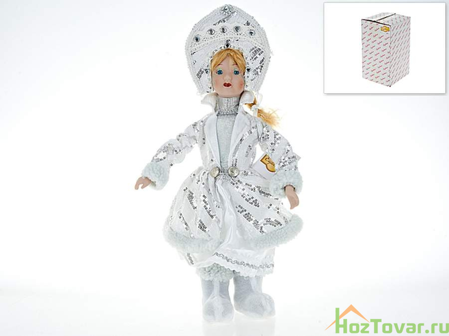 Кукла декоративная, фольклорная "Снегурочка" 17*11*45см. (с декоративными стразами) (подарочная упаковка)