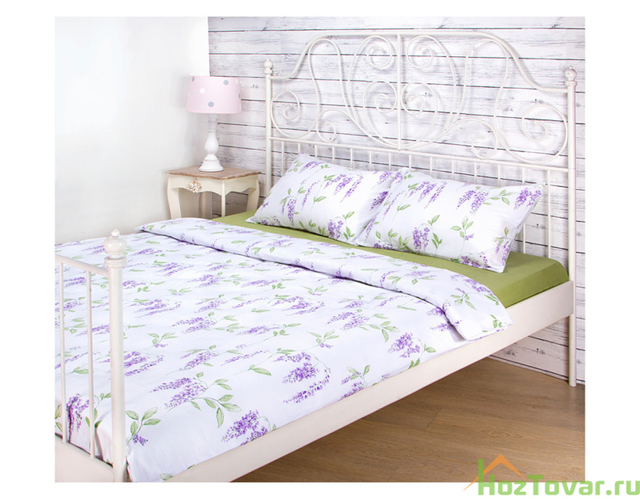 Двуспальный комплект постельного белья Santalino Глициния, с наваолочками 70х70 см