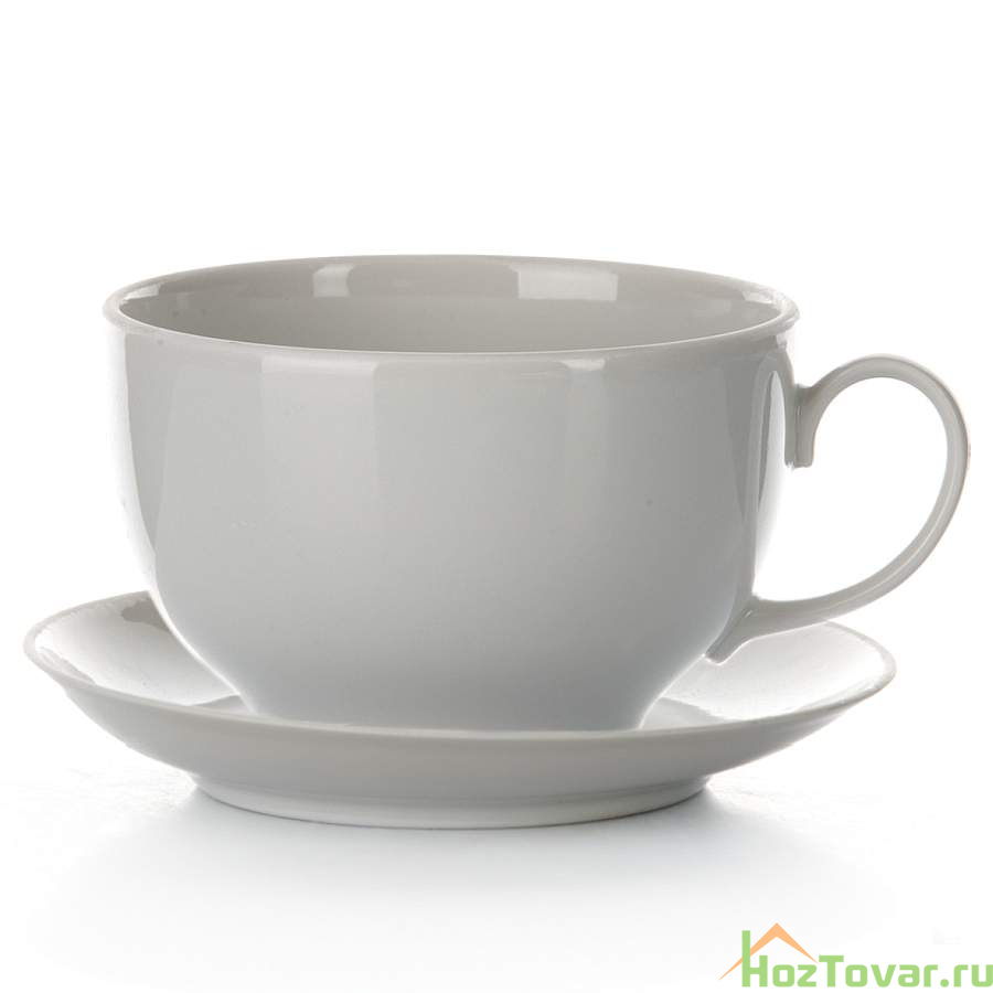 Чашка чайная с блюдцем "Белая" Янтарь, объем 210 мл (2 сорт, рис.1)
