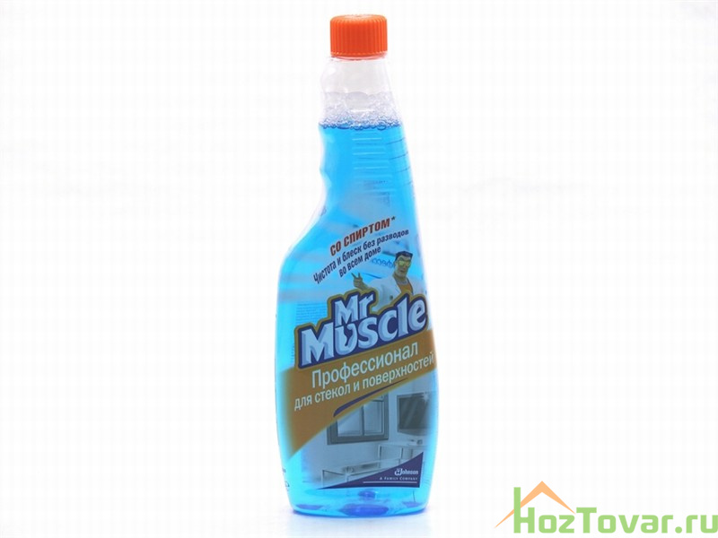 Мистер Мускул, средство для мытья стёкол запасной блок 500 мл. синий