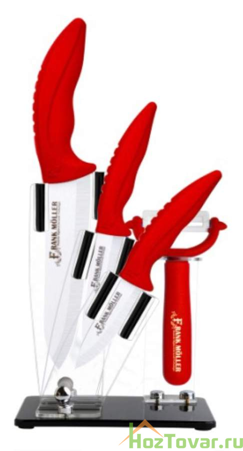 Набор керамических ножей на подставке "Frank Möller", 5 предметов, цвет красный