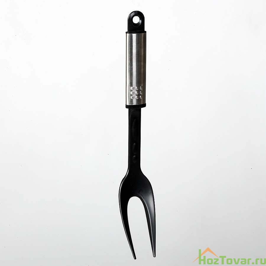 Вилка черная с металлической ручкой, длина 35 см