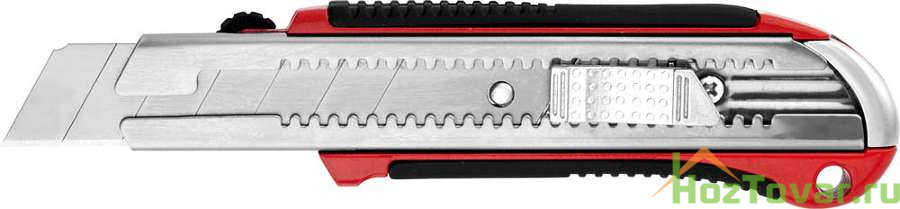 Нож URAGAN с выдвижным сегментированным лезвием, металлический обрезиненный корпус, автостоп, сталь У8А, 25мм