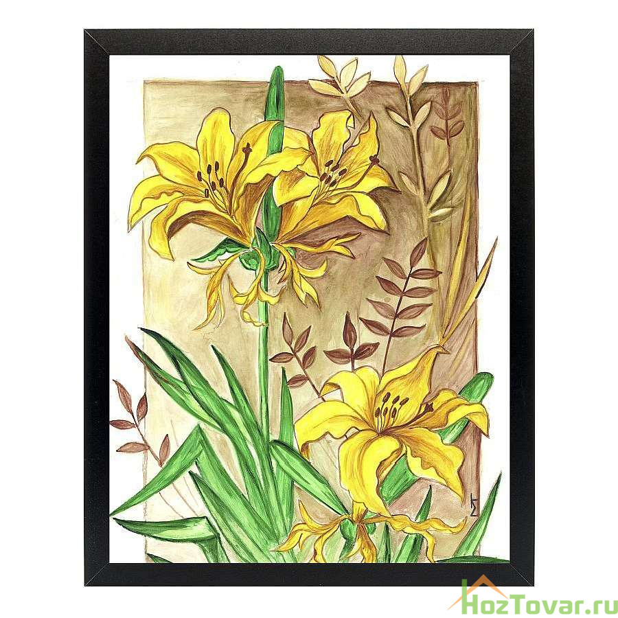 Картина "желтые лилии акварель" 40х50 см (матовая бумага)