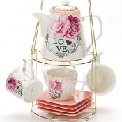 Чайный сервиз на 4 персоны Loraine Love розовый, 9 предметов
