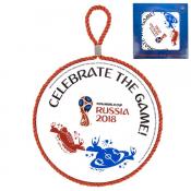 Подставка под горячее с пробкой + окантовка "ЧМ 2018", 17*17*0,7 см (подарочная упаковка)