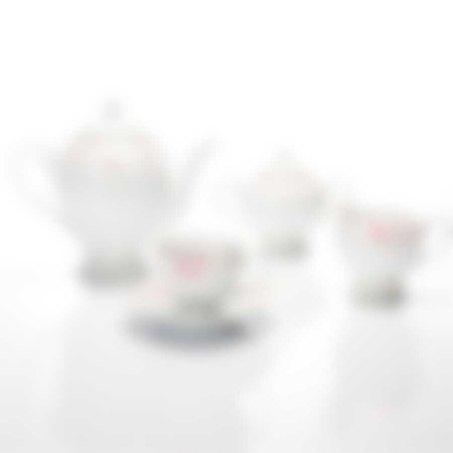 Чайный сервиз на 6 персон Czech Gold Hands "Розовая Роза", 15 предметов