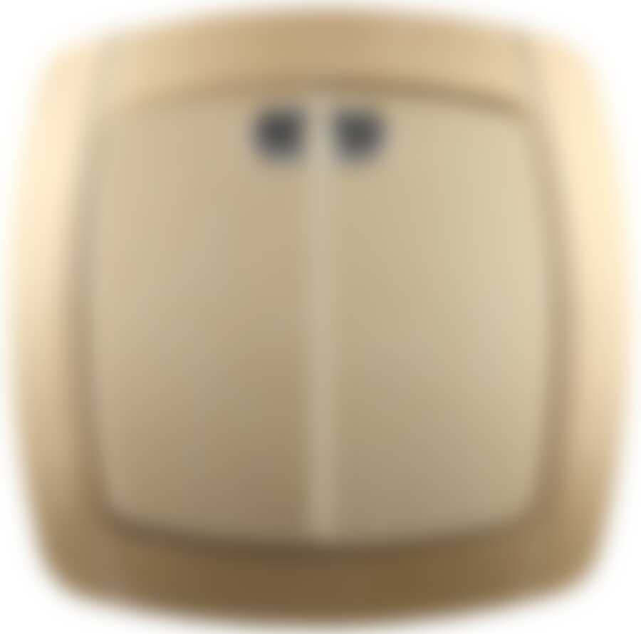 Выключатель СВЕТОЗАР "АКЦЕНТ" двухклавишный в сборе, с подсветкой, цвет золотой металлик, 10А/~250В